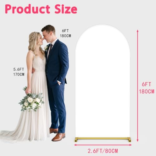 6FT Wedding Arch Backdrop Cover, White Spandex Arch Stand Cover, alternate view 2