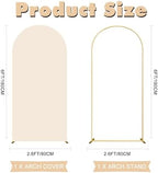6FT Wedding Arch Backdrop Stand and Beige Arch Cover, Beige Spandex Fitted Backdrop Cover and Gold Wedding Arch, alternate