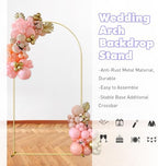6FT Wedding Arch Backdrop Stand and Beige Arch Cover, Beige Spandex Fitted Backdrop Cover and Gold Wedding Arch, alternate