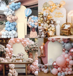 6FT Wedding Arch Backdrop Stand and Beige Arch Cover, Beige Spandex Fitted Backdrop Cover and Gold Wedding Arch, alternate