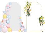 6FT Wedding Arch Backdrop Stand and White Arch Cover, White Spandex Fitted Backdrop Cover and Gold Wedding Arch