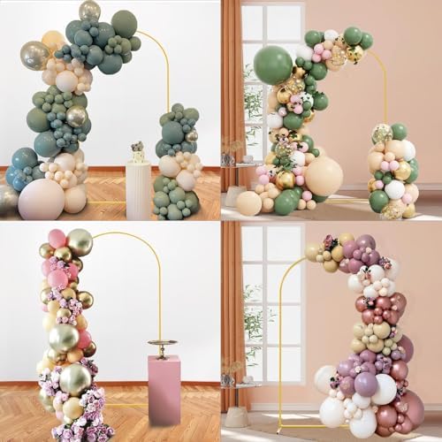 6FT Wedding Arch Backdrop Stand and White Arch Cover, White Spandex Fitted Backdrop Cover and Gold Wedding Arch, alternate
