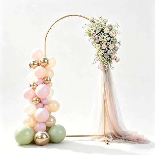 6FT Wedding Arch Backdrop Stand, Gold Balloon Arch Stand for Party