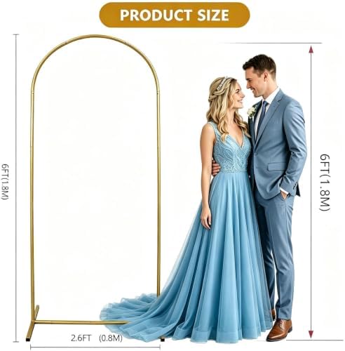 6FT Wedding Arch Backdrop Stand, Gold Balloon Arch Stand for Party, alternate view 2