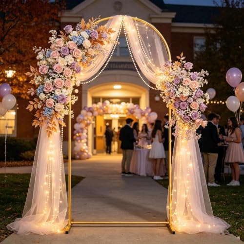 6FT Wedding Arch Backdrop Stand, Gold Balloon Arch Stand for Party, alternate view 6