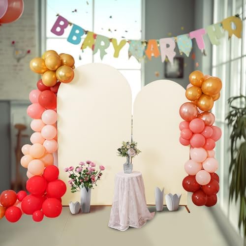 6FT Wedding Arch Cover, Beige Arch Backdrop Cover Stretchy Spandex Backdrop Stand Covers for Birthday Party, alternate view 7