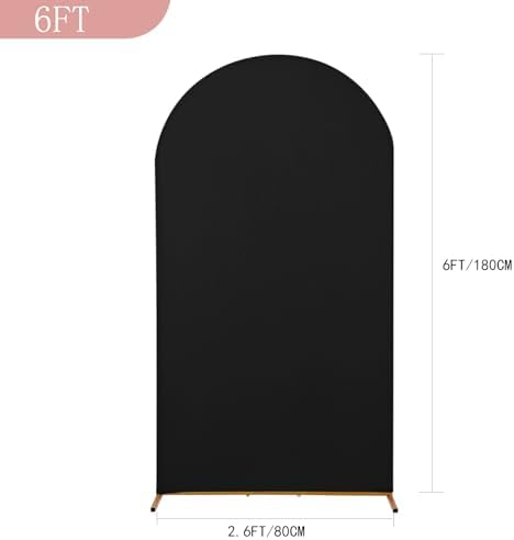 6FT Wedding Arch Cover, Black Arch Backdrop Cover Stretchy Spandex Backdrop Stand Covers for Birthday Party, alternate view 2