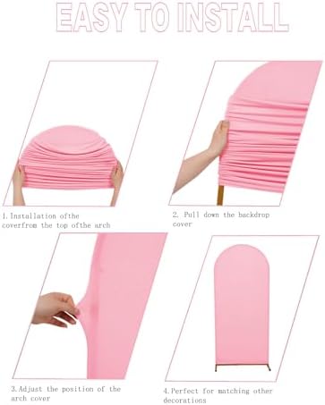 6FT Wedding Arch Cover, Pink Arch Backdrop Cover Stretchy Spandex Backdrop Stand Covers for Birthday Party, alternate view 3