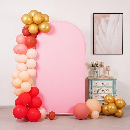 6FT Wedding Arch Cover, Pink Arch Backdrop Cover Stretchy Spandex Backdrop Stand Covers for Birthday Party, alternate view 5