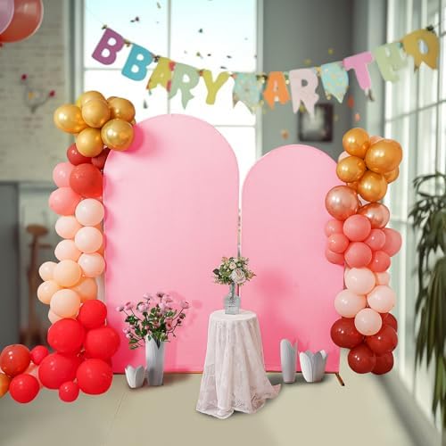6FT Wedding Arch Cover, Pink Arch Backdrop Cover Stretchy Spandex Backdrop Stand Covers for Birthday Party, alternate view 7