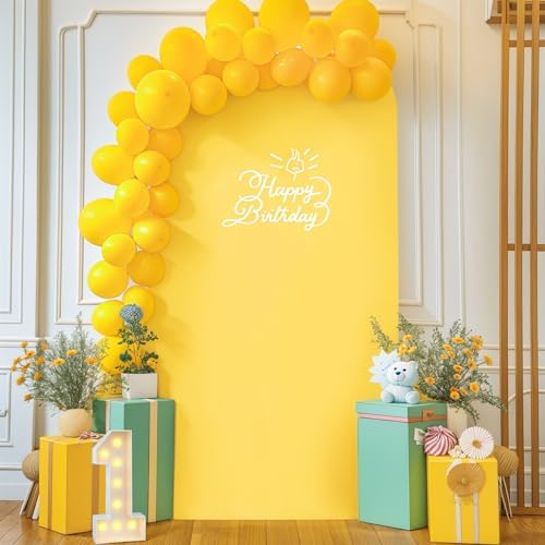 6FT Wedding Arch Cover Yellow Gold Spandex Fitted Wedding Arch Stand Covers Round Top Chiara Backdrop Cover for, alternate