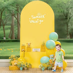 6FT Wedding Arch Cover Yellow Gold Spandex Fitted Wedding Arch Stand Covers Round Top Chiara Backdrop Cover for, alternate