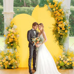 6FT Wedding Arch Cover Yellow Gold Spandex Fitted Wedding Arch Stand Covers Round Top Chiara Backdrop Cover for, alternate