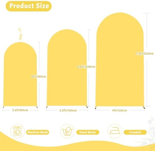 6FT Wedding Arch Cover Yellow Gold Spandex Fitted Wedding Arch Stand Covers Round Top Chiara Backdrop Cover for, alternate