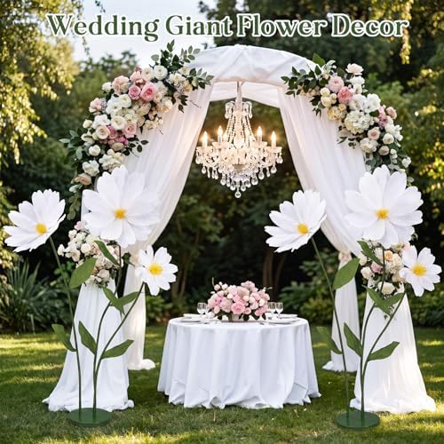 6ft White Giant Flowers for Decoration with Stand, Fake Silk Daisy in Daisy, alternate view 3
