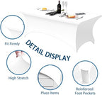 6FT White Table Cloth - 6 Pack Fitted Stretch Rectangle Spandex Tablecloth, Washable Table Cover for Party, alternate view 4