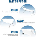 6FT White Table Cloth - 6 Pack Fitted Stretch Rectangle Spandex Tablecloth, Washable Table Cover for Party, alternate view 5