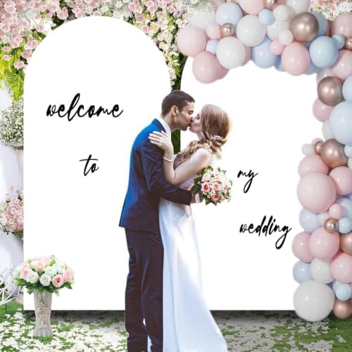 6FT White Wedding Arch Backdrop Cover, Stretchy Fabric in 2.6ft x 6ft in White, alternate view 4
