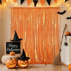 6FT x 8FT Orange Sequin Photography Backdrop Curtain for Halloween Party Decoration in 6x8 ft in Orange, alternate view 2