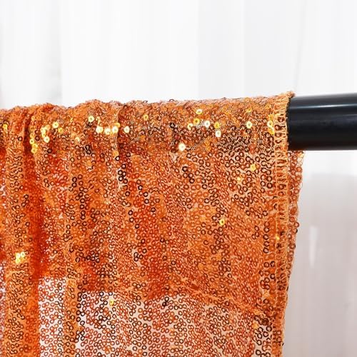 6FT x 8FT Orange Sequin Photography Backdrop Curtain for Halloween Party Decoration in 6x8 ft in Orange, alternate view 3