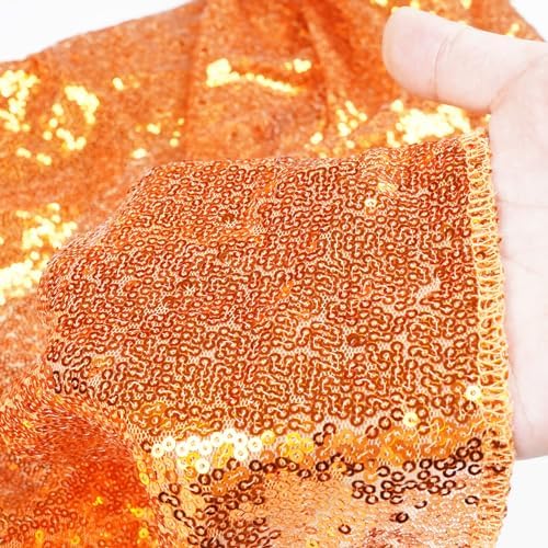 6FT x 8FT Orange Sequin Photography Backdrop Curtain for Halloween Party Decoration in 6x8 ft in Orange, alternate view 4