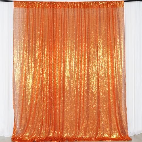 6FT x 8FT Orange Sequin Photography Backdrop Curtain for Halloween Party Decoration in 6x8 ft in Orange, alternate view 5