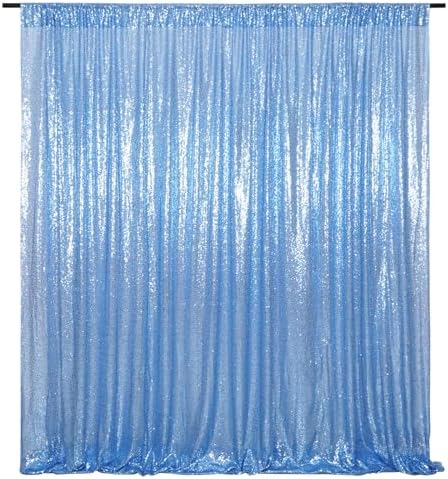 6FT x 8FT Sequin Photography Backdrop Curtain for Party Decoration, Baby Blue in 6x8 ft in Baby Blue