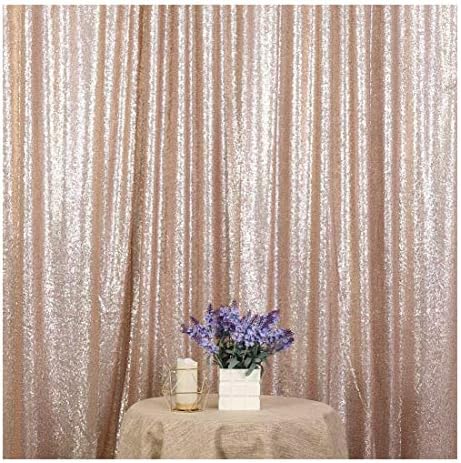 6FT x 8FT Sequin Photography Backdrop Curtain for Party Decoration, Champagne in 6x8 ft in Champagne