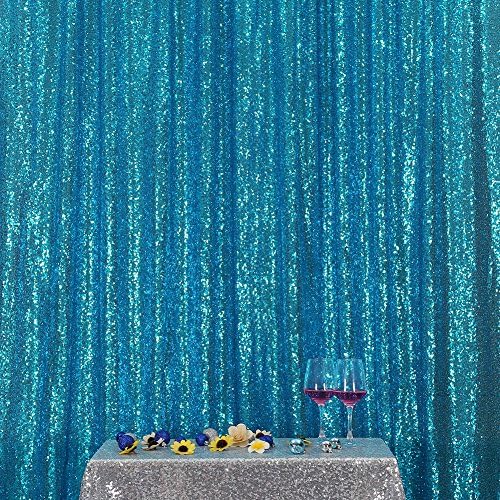6FT x 8FT Turquoise Sequin Photography Backdrop Curtain for Party Decoration in 6x8 ft in Turquoise