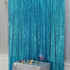 6FT x 8FT Turquoise Sequin Photography Backdrop Curtain for Party Decoration in 6x8 ft in Turquoise, alternate view 2