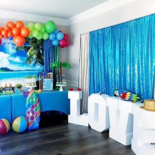 6FT x 8FT Turquoise Sequin Photography Backdrop Curtain for Party Decoration in 6x8 ft in Turquoise, alternate view 3