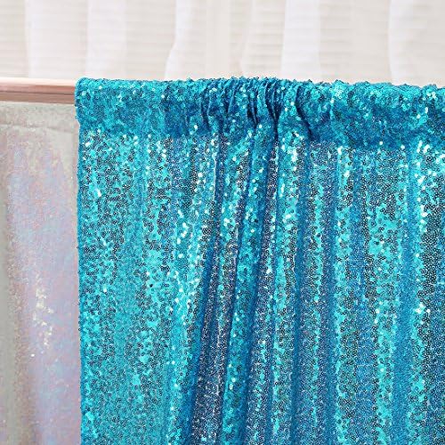 6FT x 8FT Turquoise Sequin Photography Backdrop Curtain for Party Decoration in 6x8 ft in Turquoise, alternate view 4