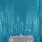 6FT x 8FT Turquoise Sequin Photography Backdrop Curtain for Party Decoration in 6x8 ft in Turquoise, alternate view 6