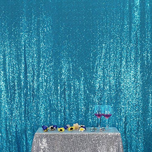 6FT x 8FT Turquoise Sequin Photography Backdrop Curtain for Party Decoration in 6x8 ft in Turquoise, alternate view 6