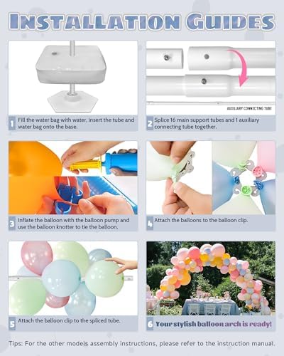 6IN1 Balloon Arch Stand Kit, 10.8ft Adjustable Balloon Column Stand with Base, Reusable Balloon Arch Kit Party, alternate