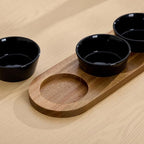 6oz Black Ceramic Chips and Dip Serving Platter For Olive Cracker Tray, Small 4Inch Bowls Cranberry Sauce Relish, alternate