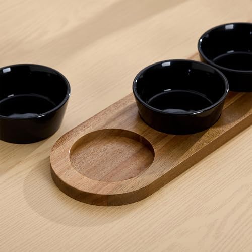 6oz Black Ceramic Chips and Dip Serving Platter For Olive Cracker Tray, Small 4Inch Bowls Cranberry Sauce Relish, alternate