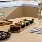 6oz Black Ceramic Chips and Dip Serving Platter For Olive Cracker Tray, Small 4Inch Bowls Cranberry Sauce Relish, alternate