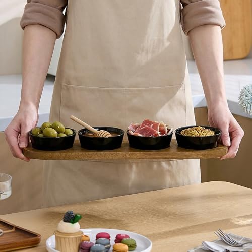 6oz Black Ceramic Chips and Dip Serving Platter For Olive Cracker Tray, Small 4Inch Bowls Cranberry Sauce Relish, alternate
