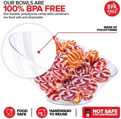 6oz Clear Plastic Serving Bowls (8 Pack) Small Disposable Candy Dishes, Buffet Containers for Chips, Popcorn, alternate view