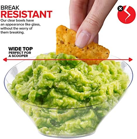 6oz Clear Plastic Serving Bowls (8 Pack) Small Disposable Candy Dishes, Buffet Containers for Chips, Popcorn, alternate view