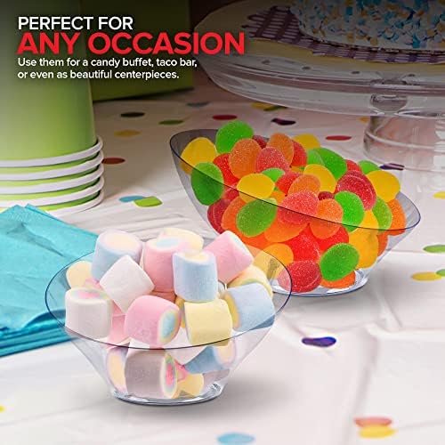 6oz Clear Plastic Serving Bowls (8 Pack) Small Disposable Candy Dishes, Buffet Containers for Chips, Popcorn, alternate view