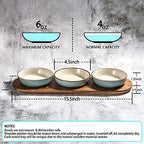 6oz Turquoise Solid Ceramic Chips and Dip Serving Platter with Acacia Wooden Tray, 4.5inch Glazing Small Serving, alternate