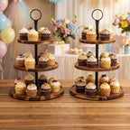 6Pack Dessert Table Display Acacia Wood Cake Stand with Lid in 6 pc, alternate view 4