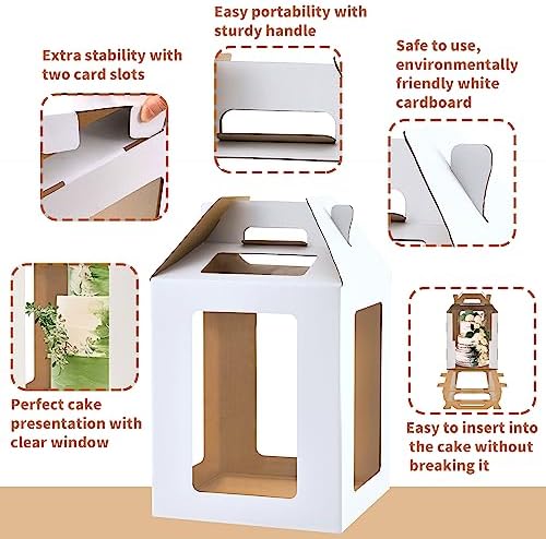 6Pack Tall cake boxes for tier cakes 12x12x14 Inch with 6 Windows in 12x12x14 Inch in white-6win-6P-12inch, alternate view 3