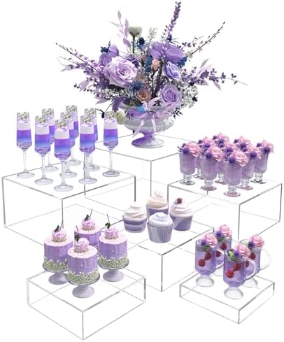6Pc Clear Acrylic Nest Cube Buffet Risers Dessert Jewelry Display
