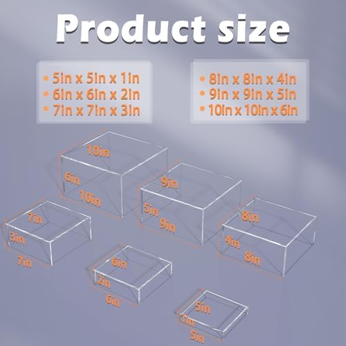 6Pc Clear Acrylic Nest Cube Buffet Risers Dessert Jewelry Display, alternate view 3