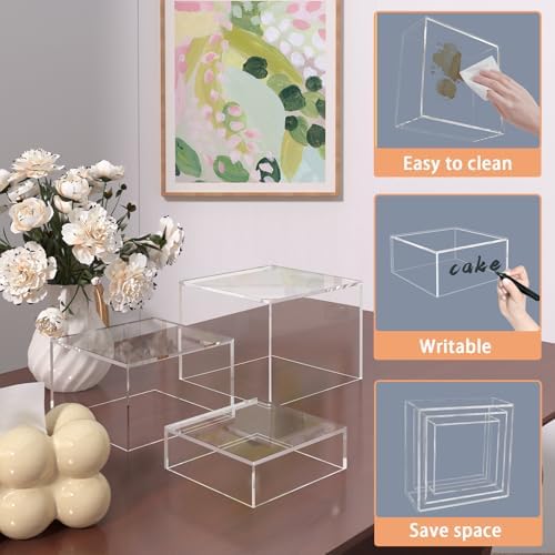 6Pc Clear Acrylic Nest Cube Buffet Risers Dessert Jewelry Display, alternate view 4