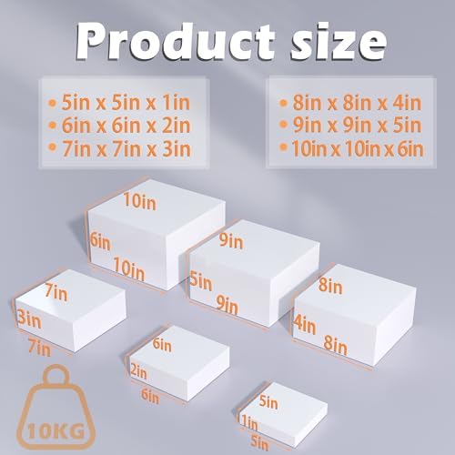 6Pc White Acrylic Nest Cube Buffet Risers Dessert Jewelry Display, alternate view 3