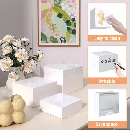 6Pc White Acrylic Nest Cube Buffet Risers Dessert Jewelry Display, alternate view 5